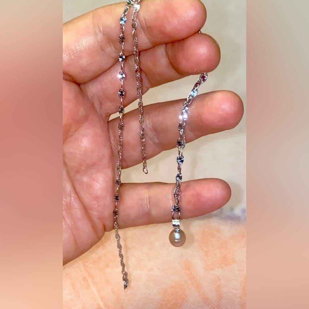 🥰Elegant Pink Pearl Pendant Necklace. 925 Sterling Silver.🥰